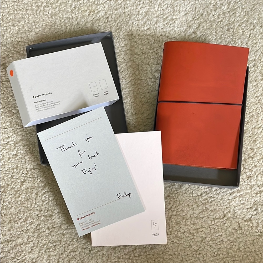 Paper Republic grand voyageur pocket leather notebook planner- burnt orange NEW